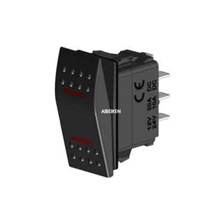 DPDT (ON)-OFF-ON 6P Non-illuminated Rocker Switch