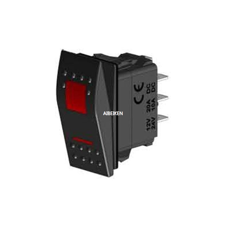 (ON)-OFF-(ON) 4P Illuminated Rocker Switch